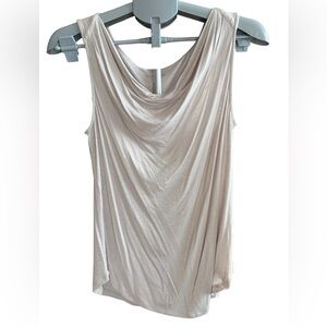 Tahari Soft Cowl Neck Sleeveless Tank in Light Beige